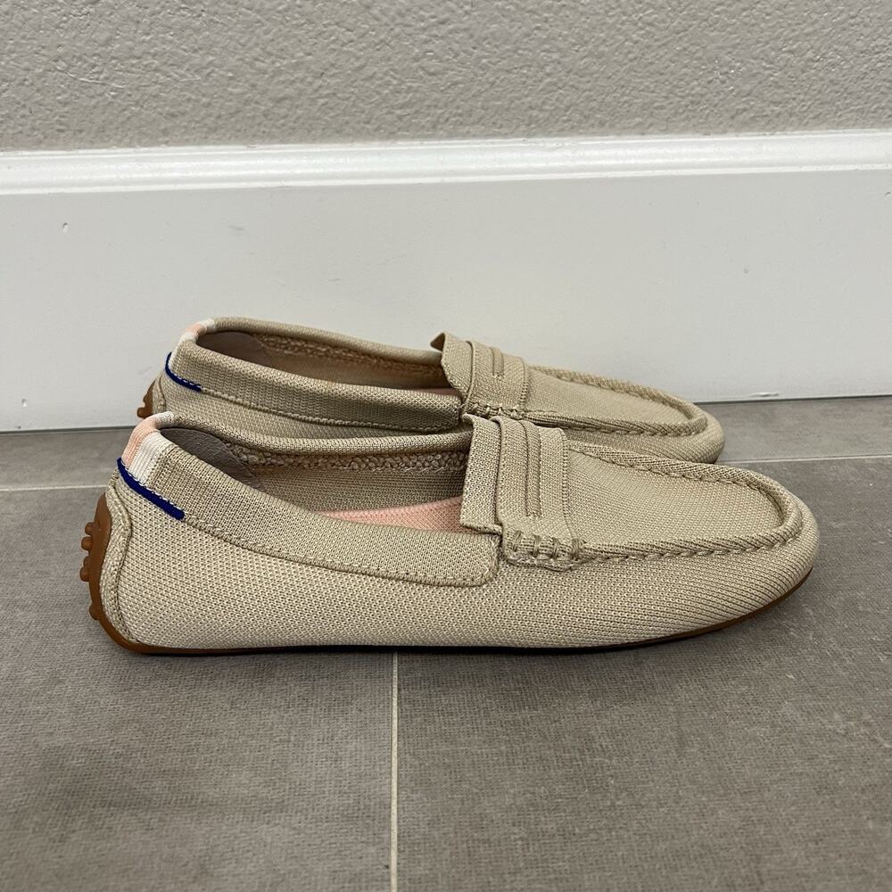 Rothy’s The Driver Loafers Women’s Size 7.5 Beige Knit Slip On Casual Shoes